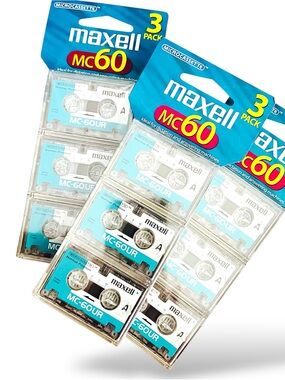Maxell MC60 Microcassette 3-Pack (Clear/Teal)